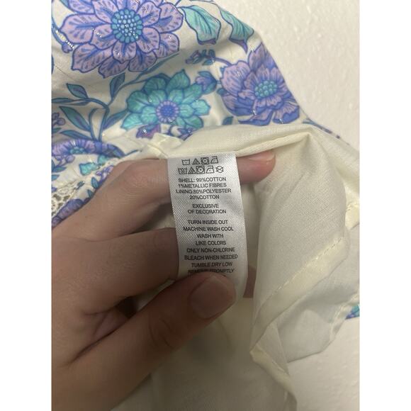 NEW Happily Grey Purple And Blue Floral Sleeveless Metallic Dress Size 12 Mos - Picture 5 of 7